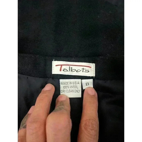 VTG Talbots Black Lined Pencil Wrap Skirt Sz 8 100% Wool Women's - Picture 3 of 9